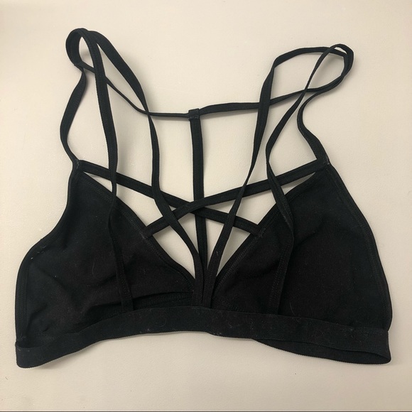 Black Strappy Cage Bralette M - Picture 3 of 5